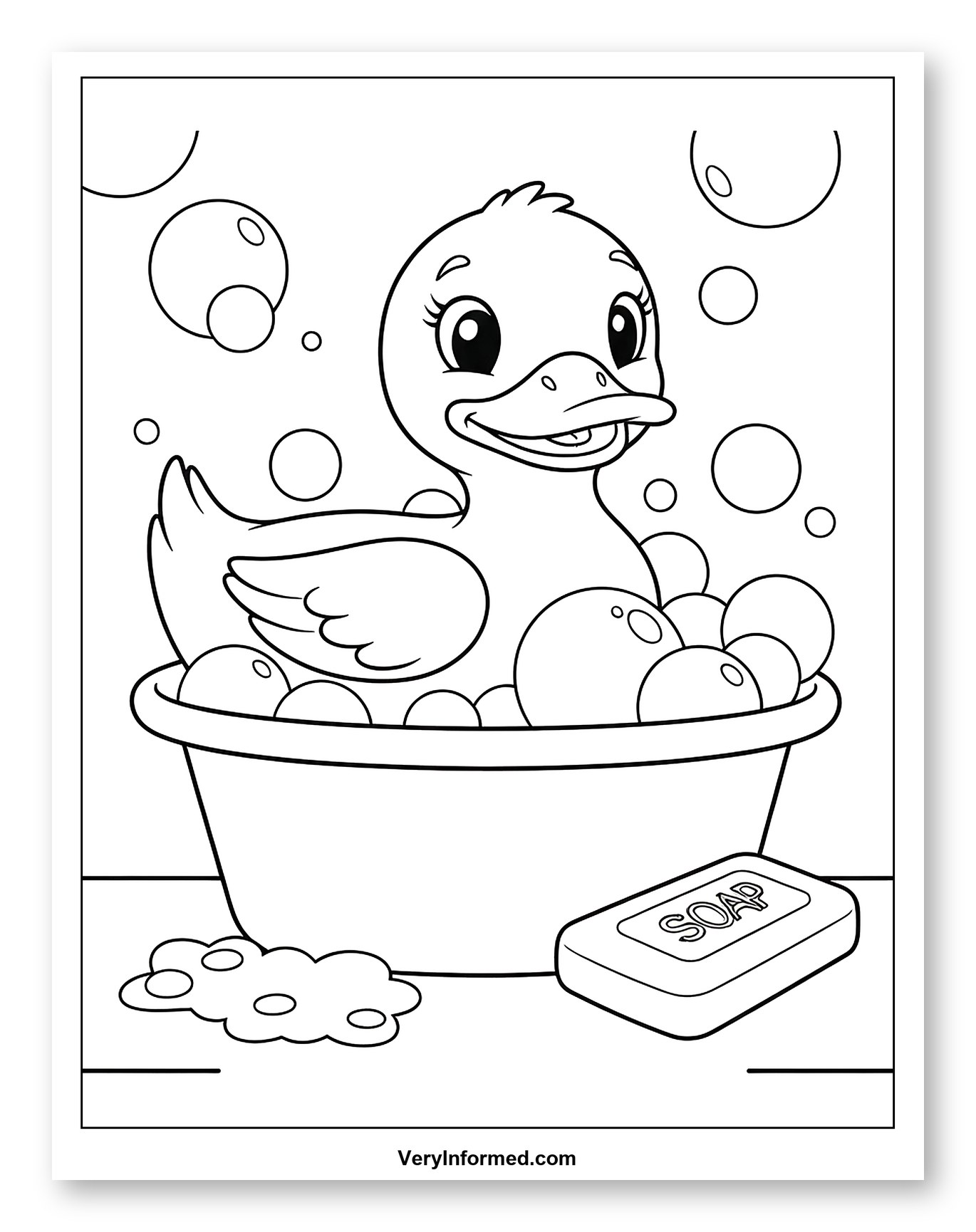 Cute Duck in a Bubble Bath