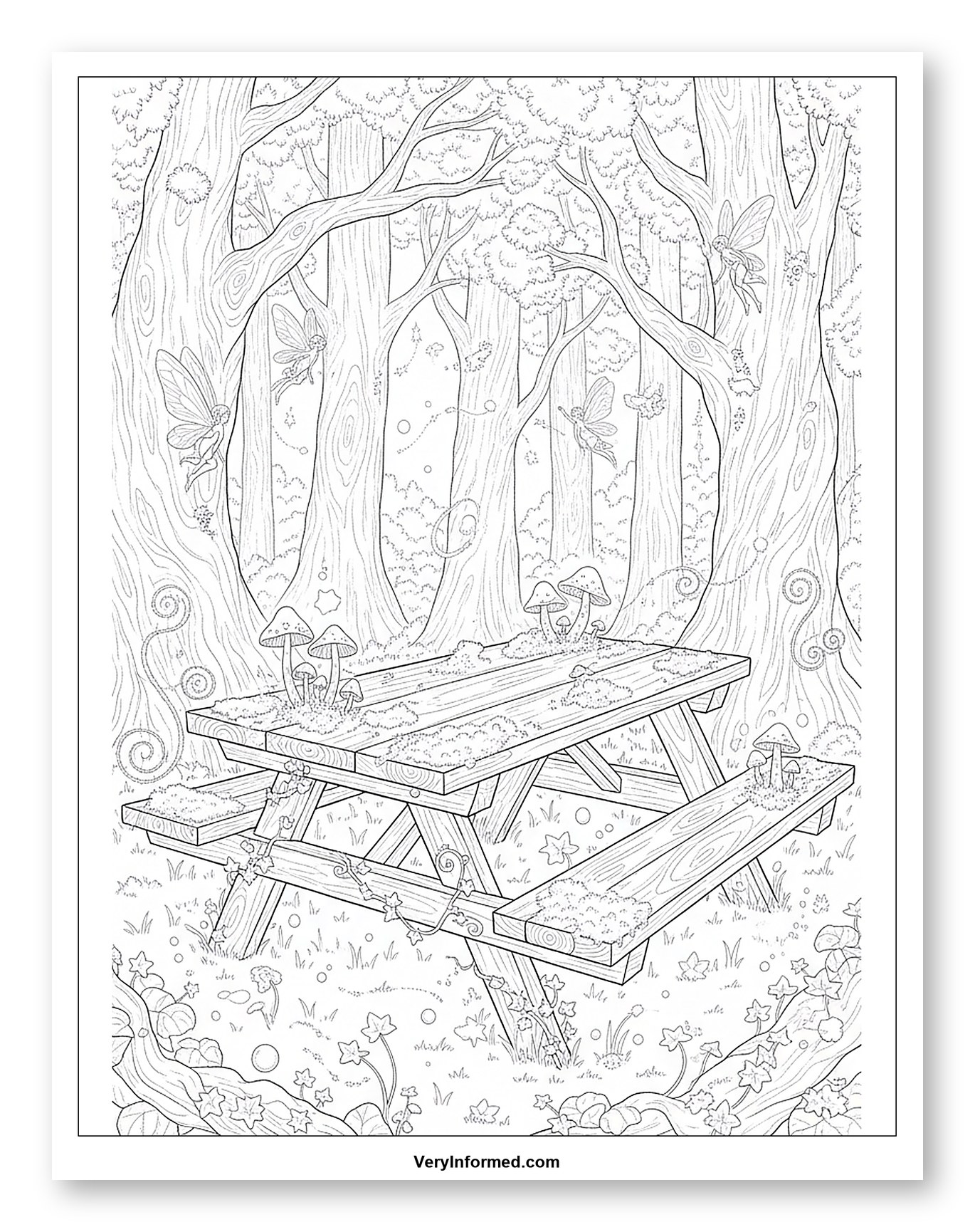 Enchanted Forest Picnic Table with Fairies