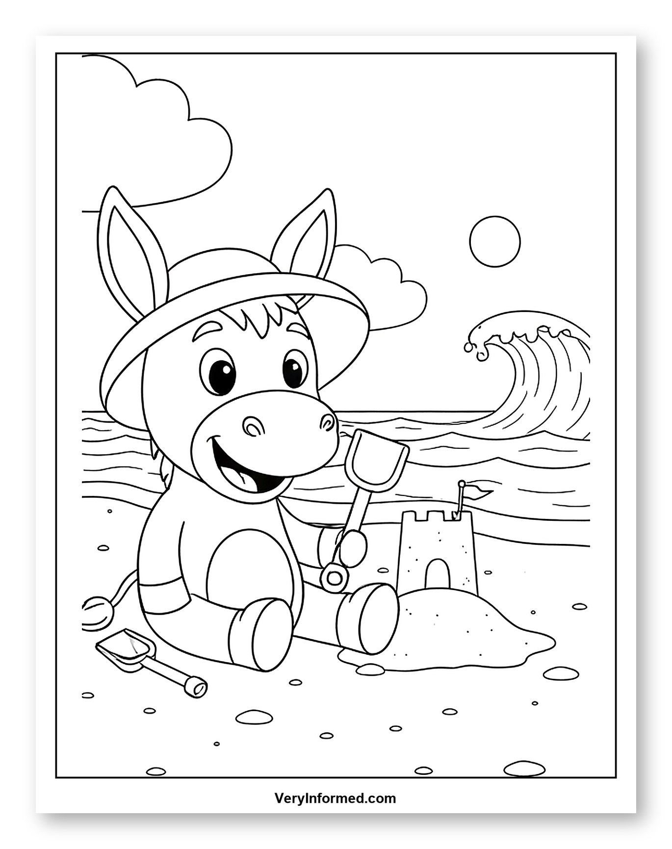 Happy Donkey Playing on the Beach
