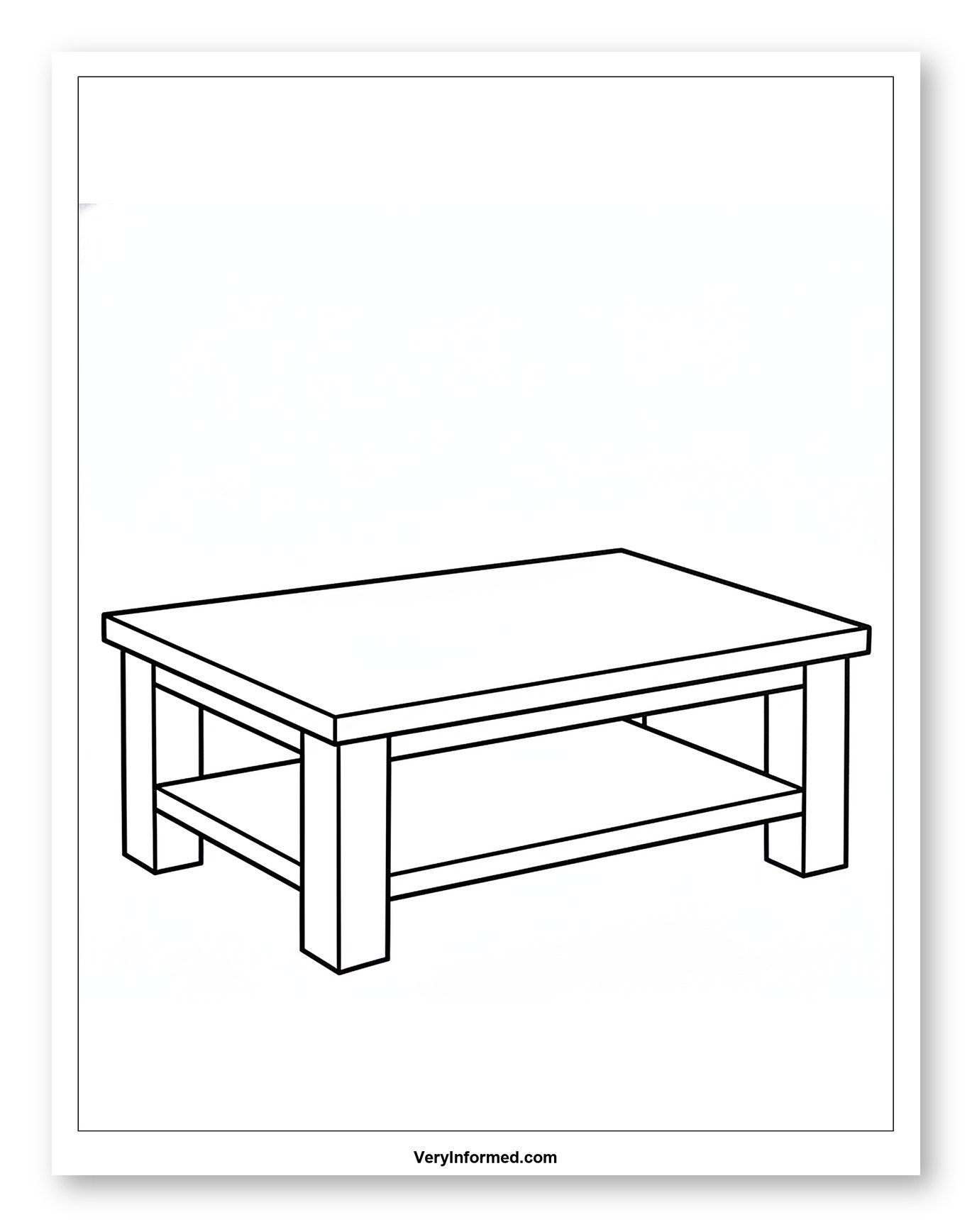 Outline of a Modern Coffee Table with Shelf