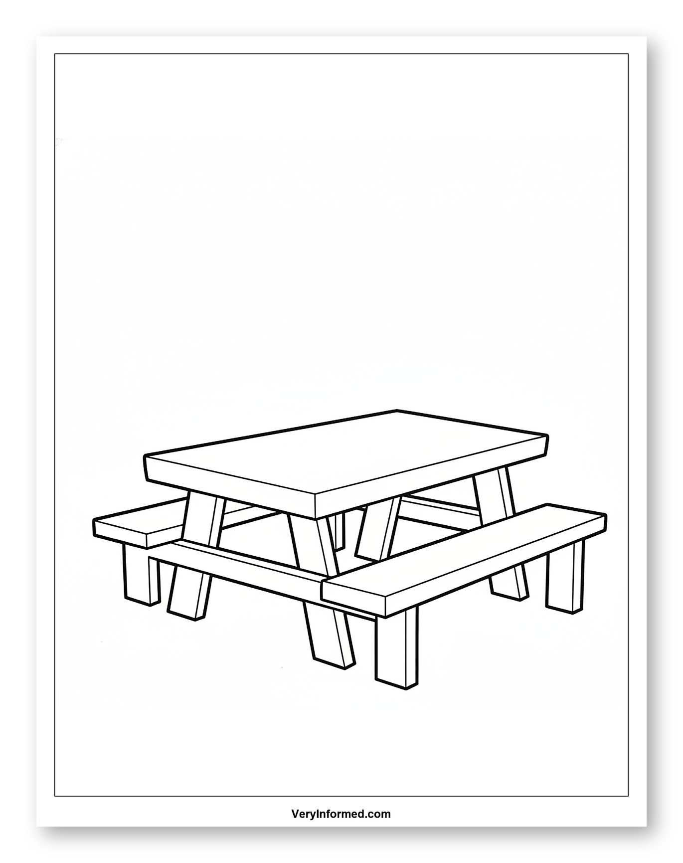 Simple Wooden Picnic Table Coloring Page