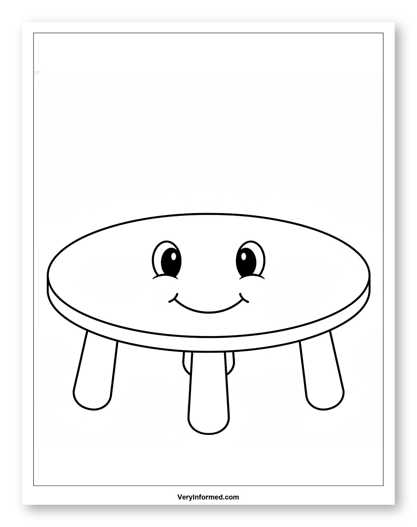 Smiling Table with Face Coloring Page