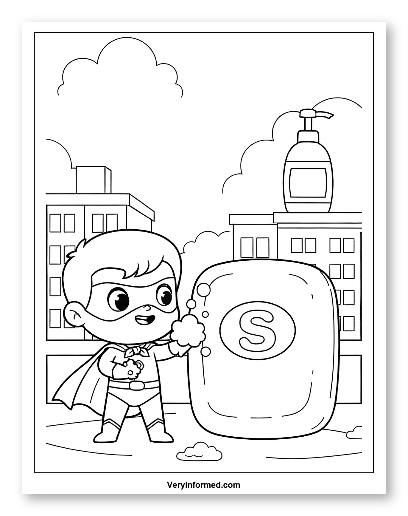 Superhero Kid with Giant Soap Bar