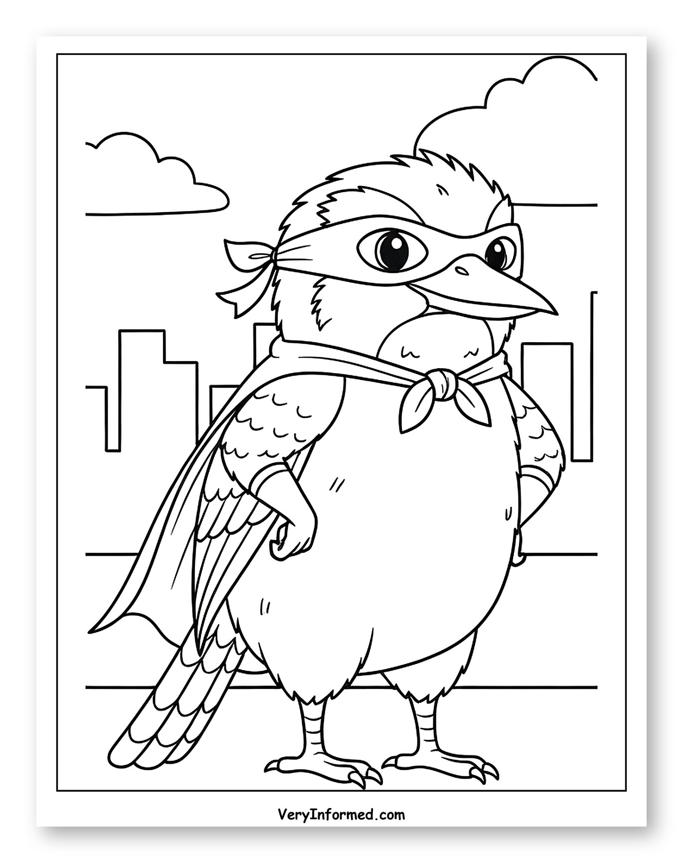 Superhero Kookaburra Standing in Front of City